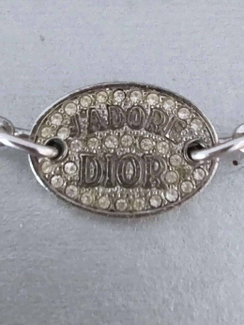 Dior Y2K vintage paperclip bracelet J'Adore Dior pave medallion adjustable w/COA